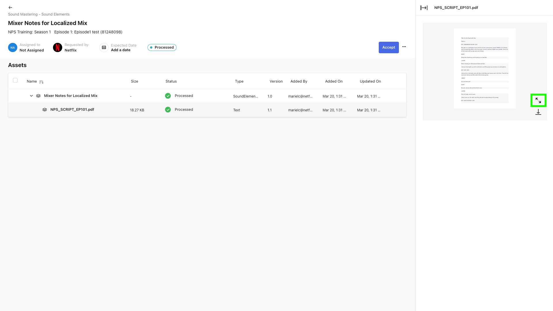 Content Hub Previewing Media on The Details Page Netflix Partner