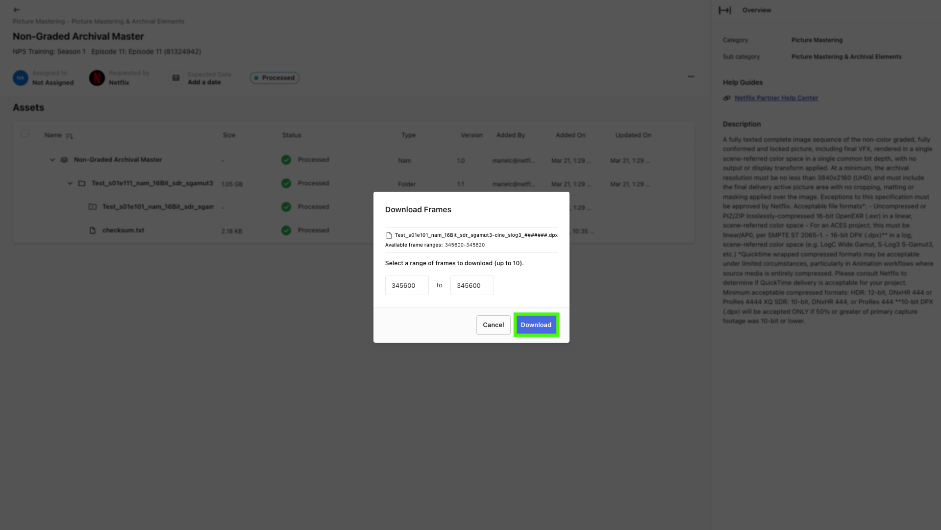 Content Hub Downloading Media on The Details Page Netflix Partner