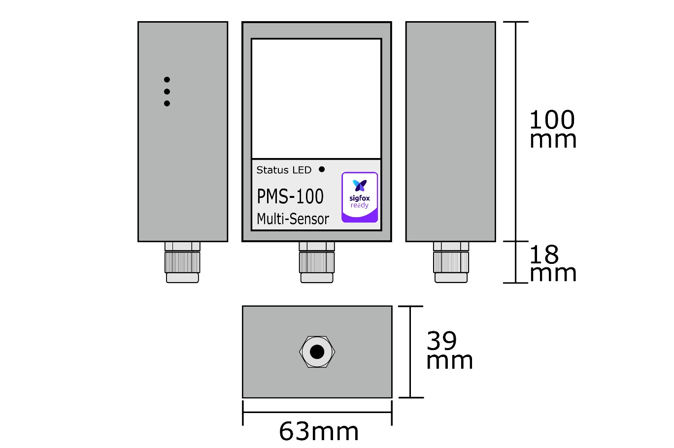 PMS100 Industrial Multi Sensor Device Sigfox Partner Network The