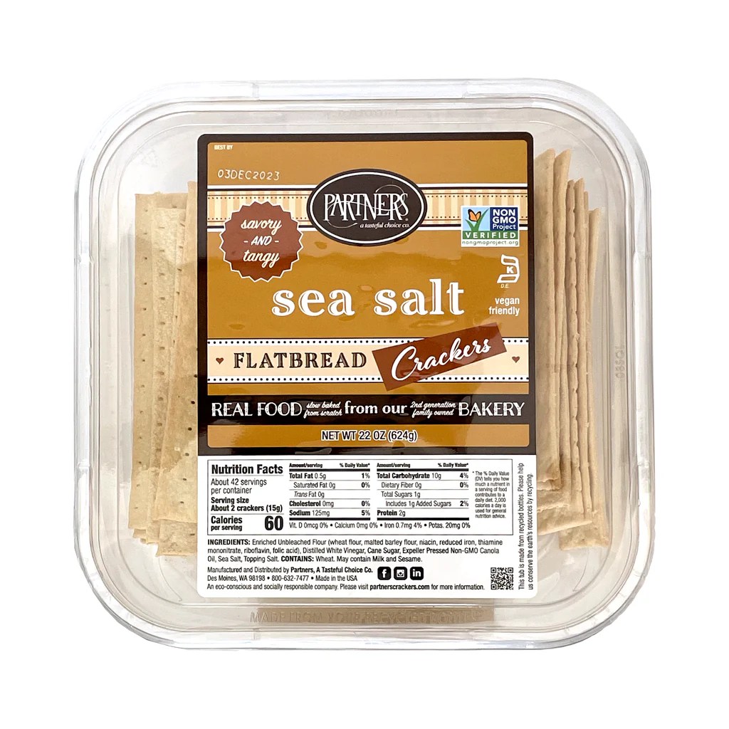 Partners Flatbread Crackers Sea Salt PARTNERS, A Tasteful Choice