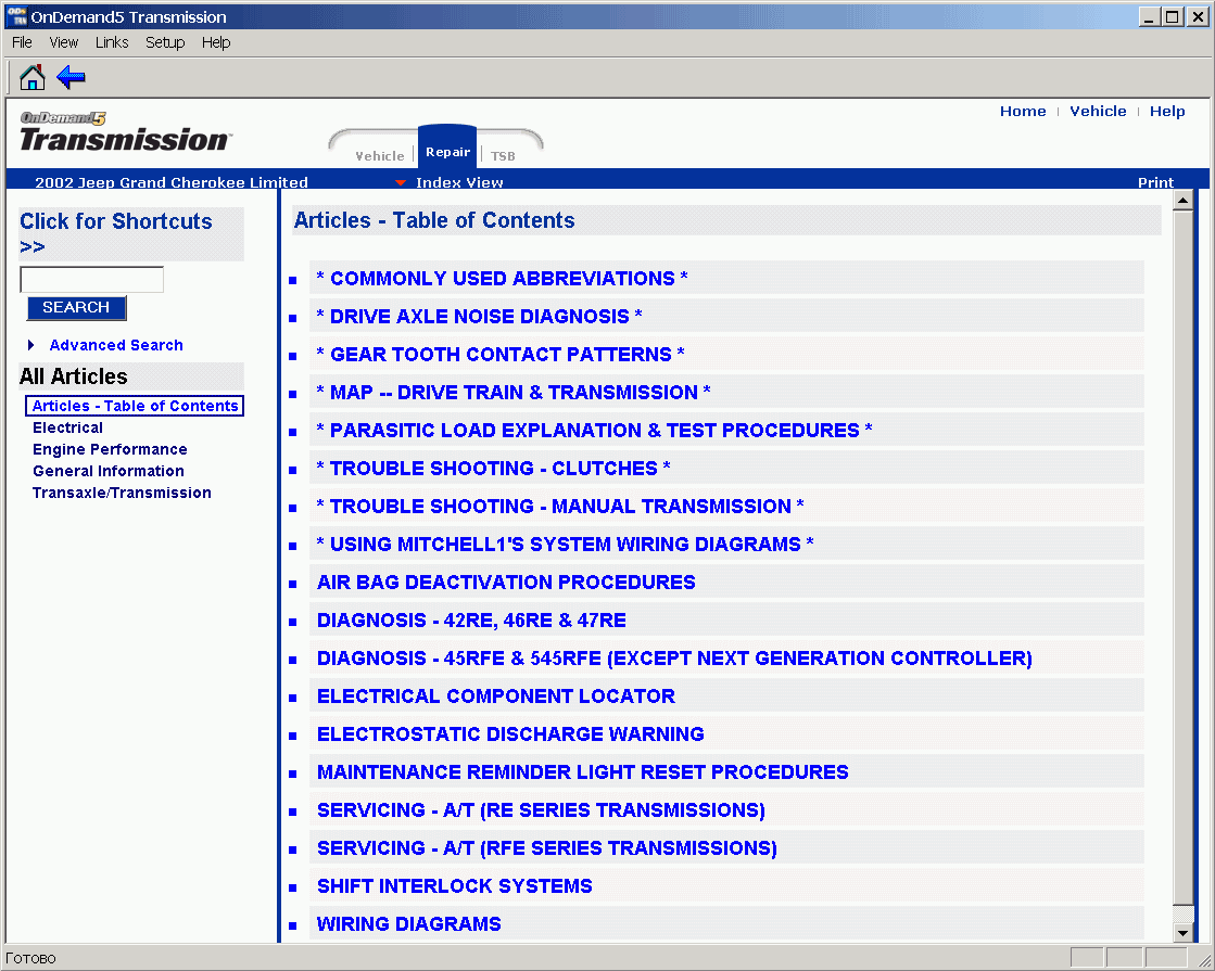 Mitchell OnDemand5 Transmission Parts&Manuals