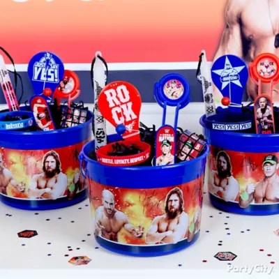WWE Favor Bucket Idea Favor Ideas WWE Party Ideas Boys Birthday Party Ideas Birthday