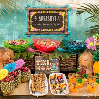 Tiki Buffet Table Idea Luau Food Ideas Luau Party Ideas Theme