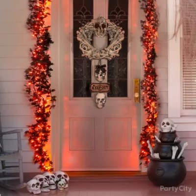 Bone Garland Front Door Idea Haunted House Entrance Ideas Halloween