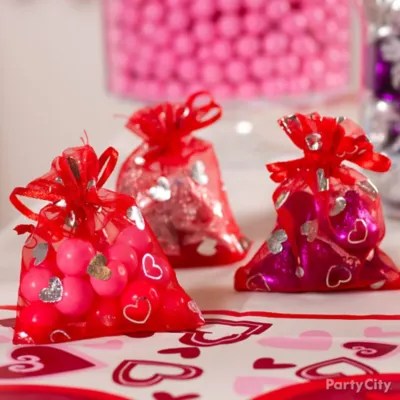 Valentines Day Candy Organza Favor Bags Idea Valentines Day Class