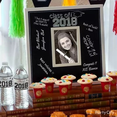 Grad Chalkboard and Photo Frame Centerpiece Idea Graduation Mini