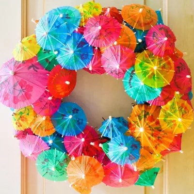 DIY Summer Cocktail Umbrella Wreath How To Totally Tiki Luau Party