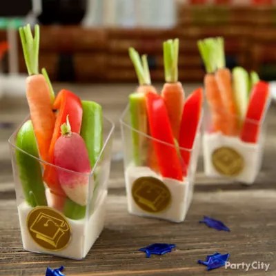 Mini Veggies and Ranch Dip Cups Idea Graduation Mini Tasting Party