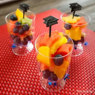 StarShaped Grad Pick Fruit Cups Idea Graduation Mini Tasting Party