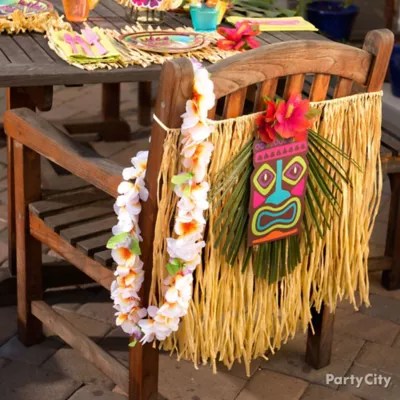 Raffia Luau Chair Decorating Idea Luau Raffia Decorating Ideas Luau Party Ideas Theme