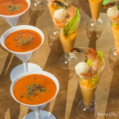 Mini Soup and Shrimp Cocktails Idea Party City
