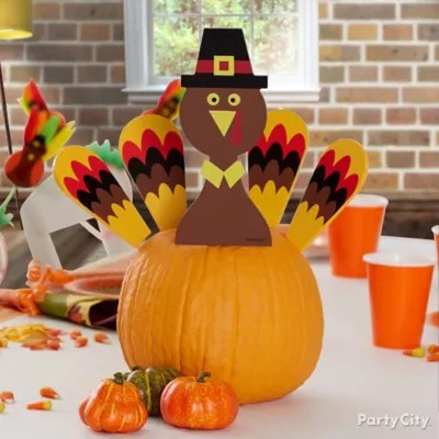 DIY Turkey Centerpiece Pumpkin Idea Party City