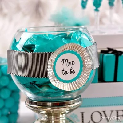 DIY Decorated Candy Bowls Idea Robins Egg Blue Candy Buffet Ideas
