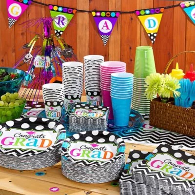 Grad Buffet Tableware Idea Colorful Graduation Party Ideas Graduation Party Ideas Special