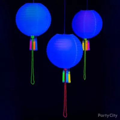 DIY Glow in the Dark Lanterns Idea Black Light Party Ideas Summer