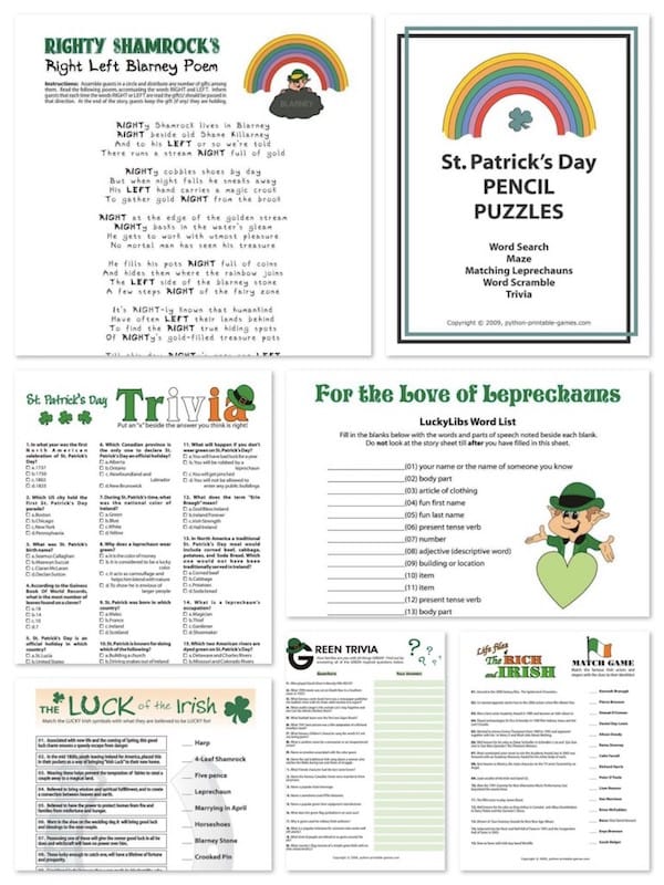 Printable Games for St Patricks Day