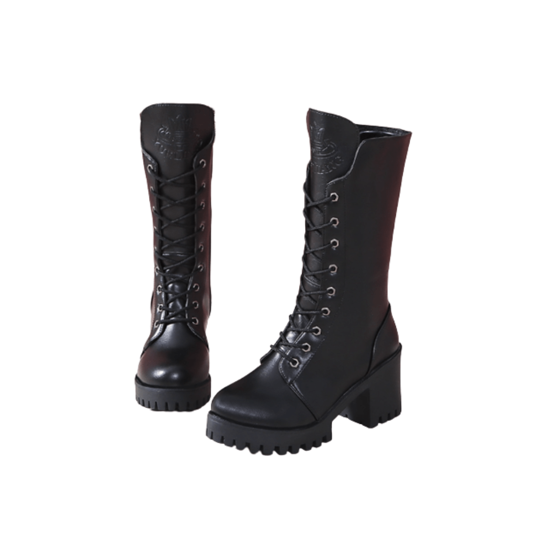 Black Leather Boots With Heels [Rental for 4 days] Partymix