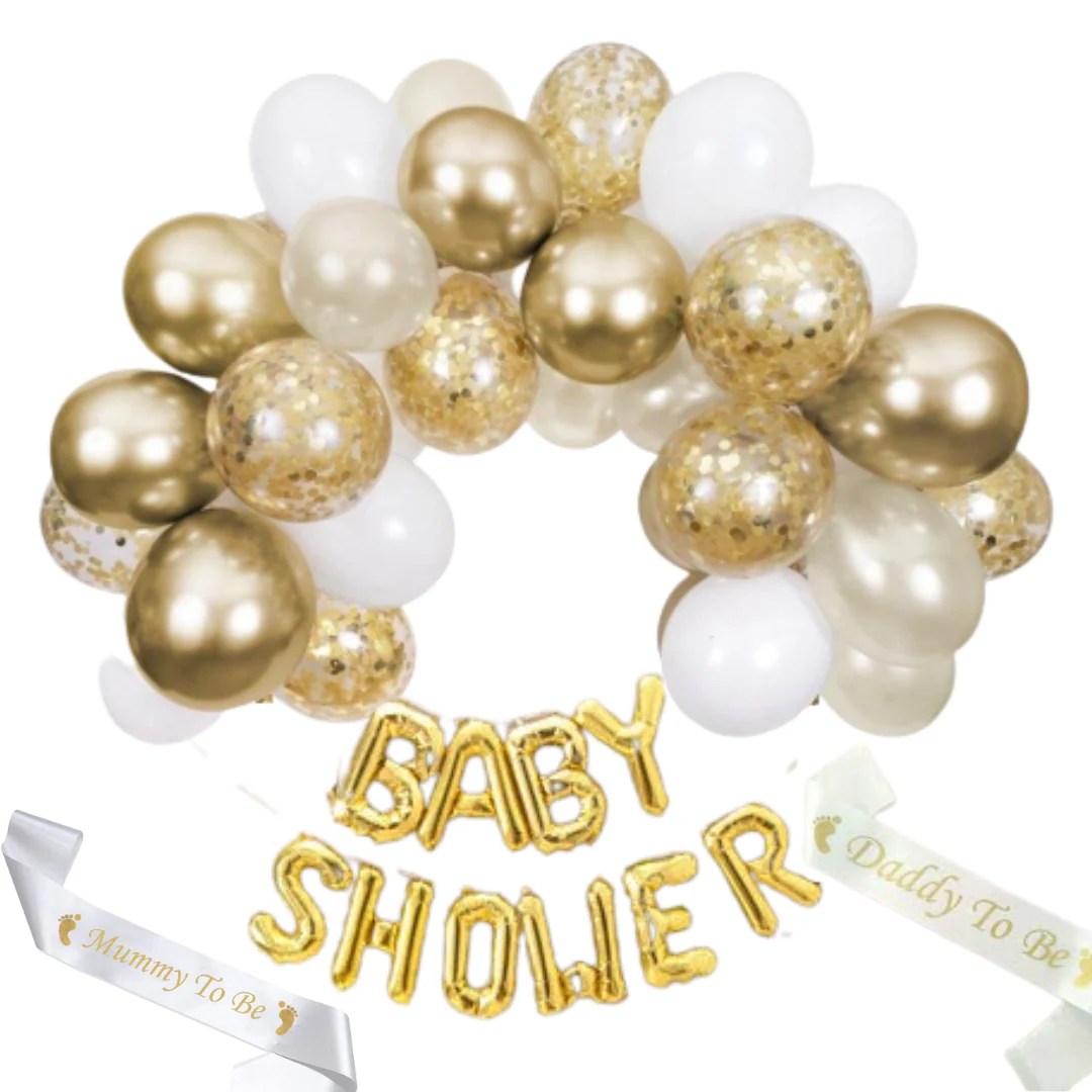 white baby shower (gold / silver / rosegold ) Party Oasis