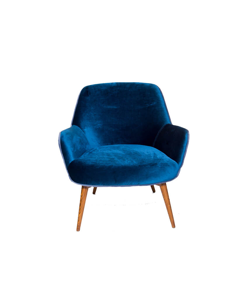 Dark Blue Velvet Modern Armchair Party On Demand Los Angeles Party