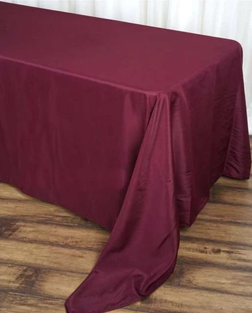 90 x 156" Polyester Rectangular Tablecloth Maroon Party On Demand Los Angeles Party Planner