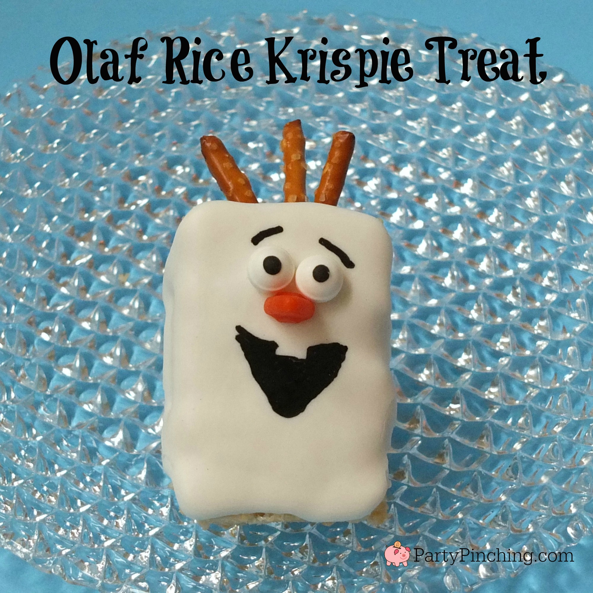 Olaf Rice Krispie Treat, Frozen movie food ideas, Frozen party treats