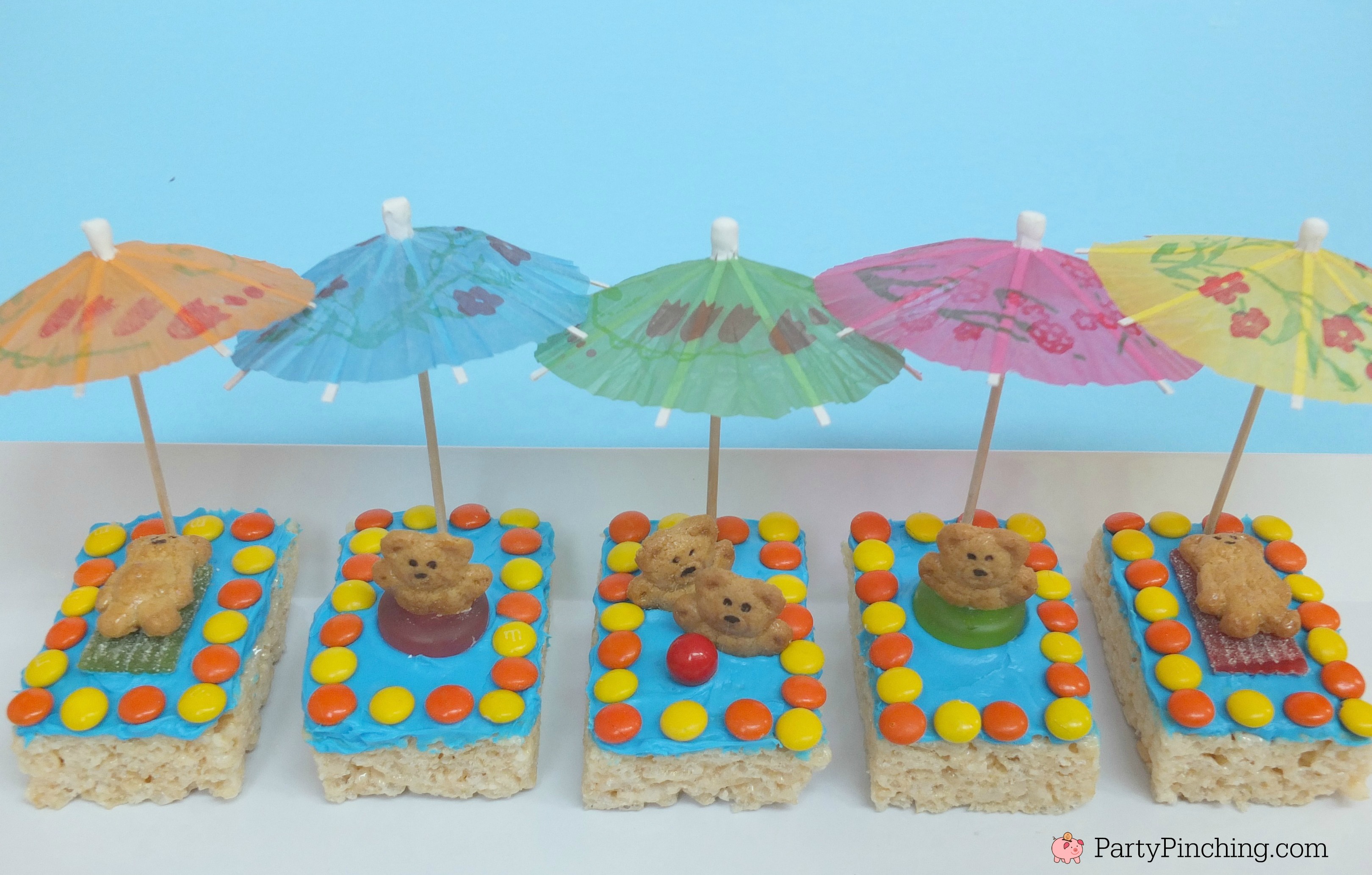 Teddy Graham Rice Krispie Treat Pool Snacks, Kiddie Pool Krispie Dessert