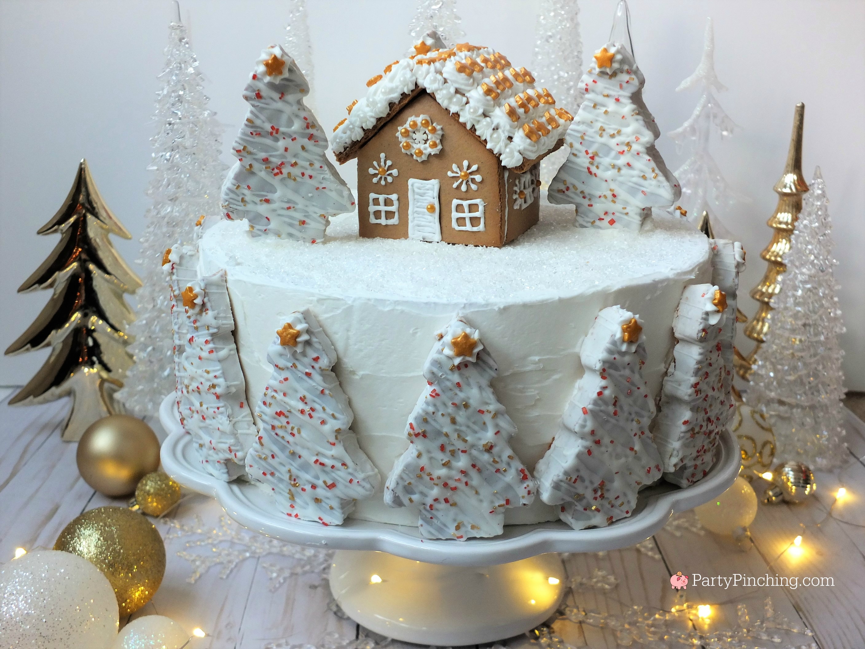 Winter Wonderland holiday spice cake for Christmas gingerbread house