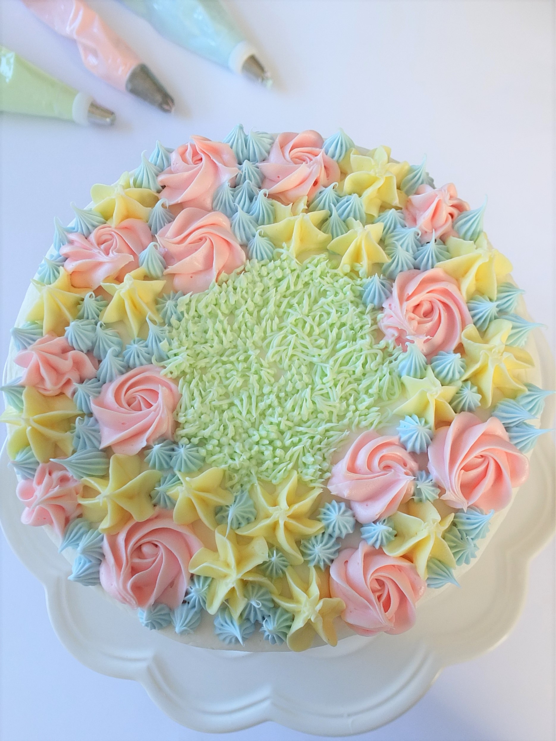 Bunny Egg Hunt Cake, cute beautiful pastel cake recipe for Easter