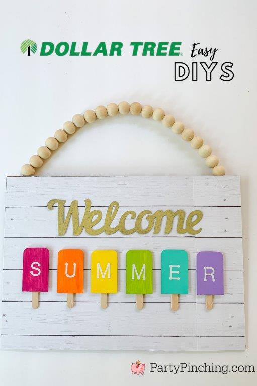 Dollar Tree Popsicle Sign Craft, Summer Dollar Tree DIY