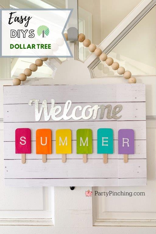 Dollar Tree Popsicle Sign Craft, Summer Dollar Tree DIY