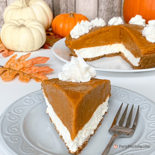 Double layer pumpkin pie, best no bake pumpkin pie recipe Thanksgiving