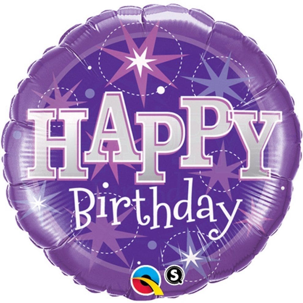 18 Inch Round Purple Happy Birthday Sparkle Foil Balloon The Party Place