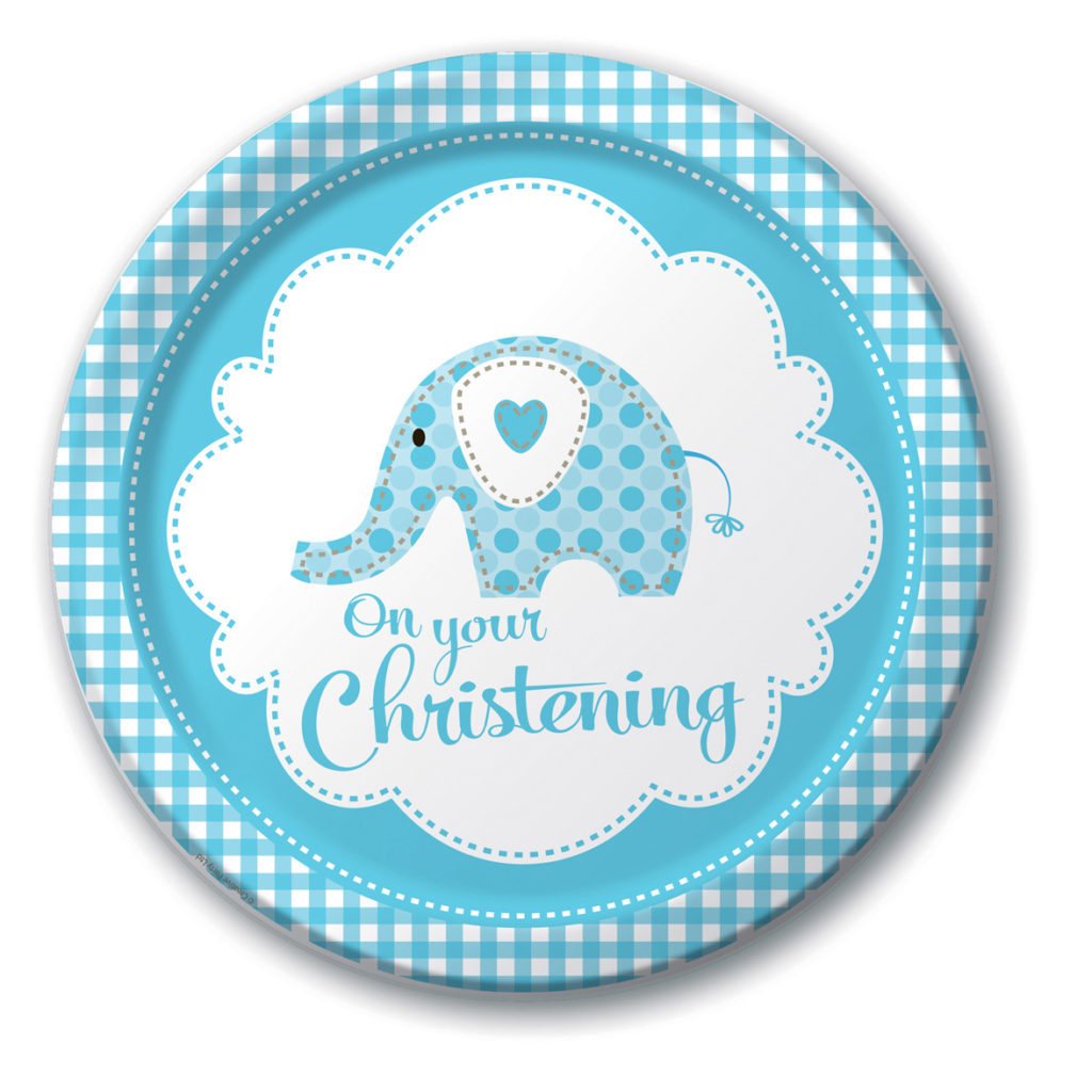 Sweet Baby Elephant Blue Christening Dinner Plate Party Store 4 U