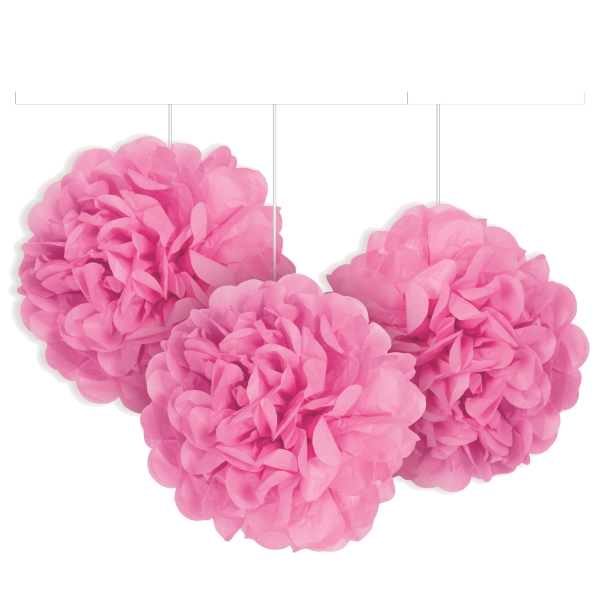Tissue Paper Pom Poms Mini Pink 3pk Online party supplies