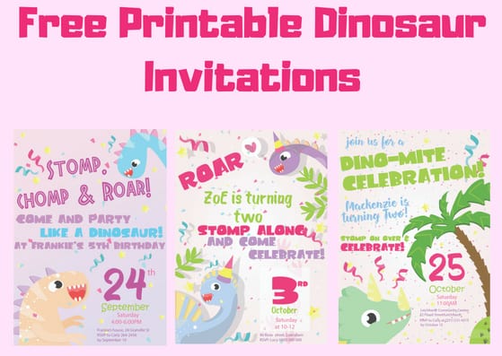 Free Printable Dinosaur Birthday Invitations - 3 Different Designs