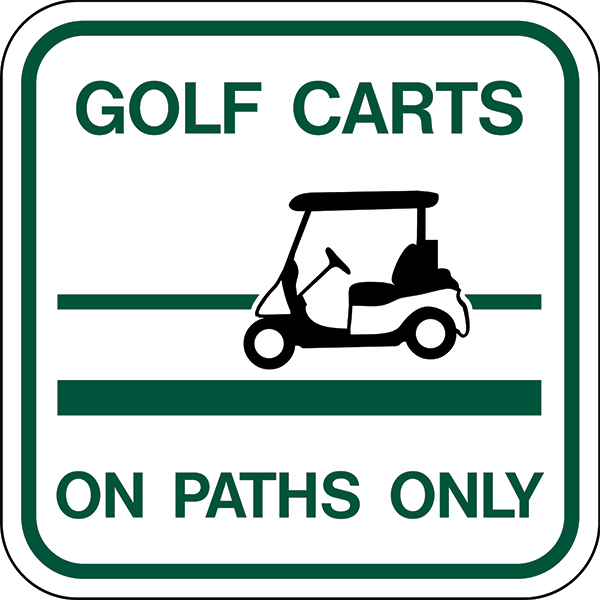 Golf Carts On Path Only Aluminum Sign - Par West Turf