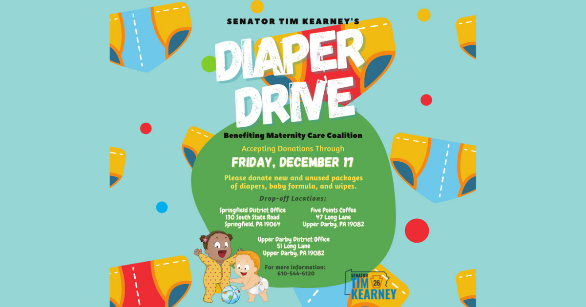 Senator Kearney to Host Diaper Drive for Local Families Pennsylvania