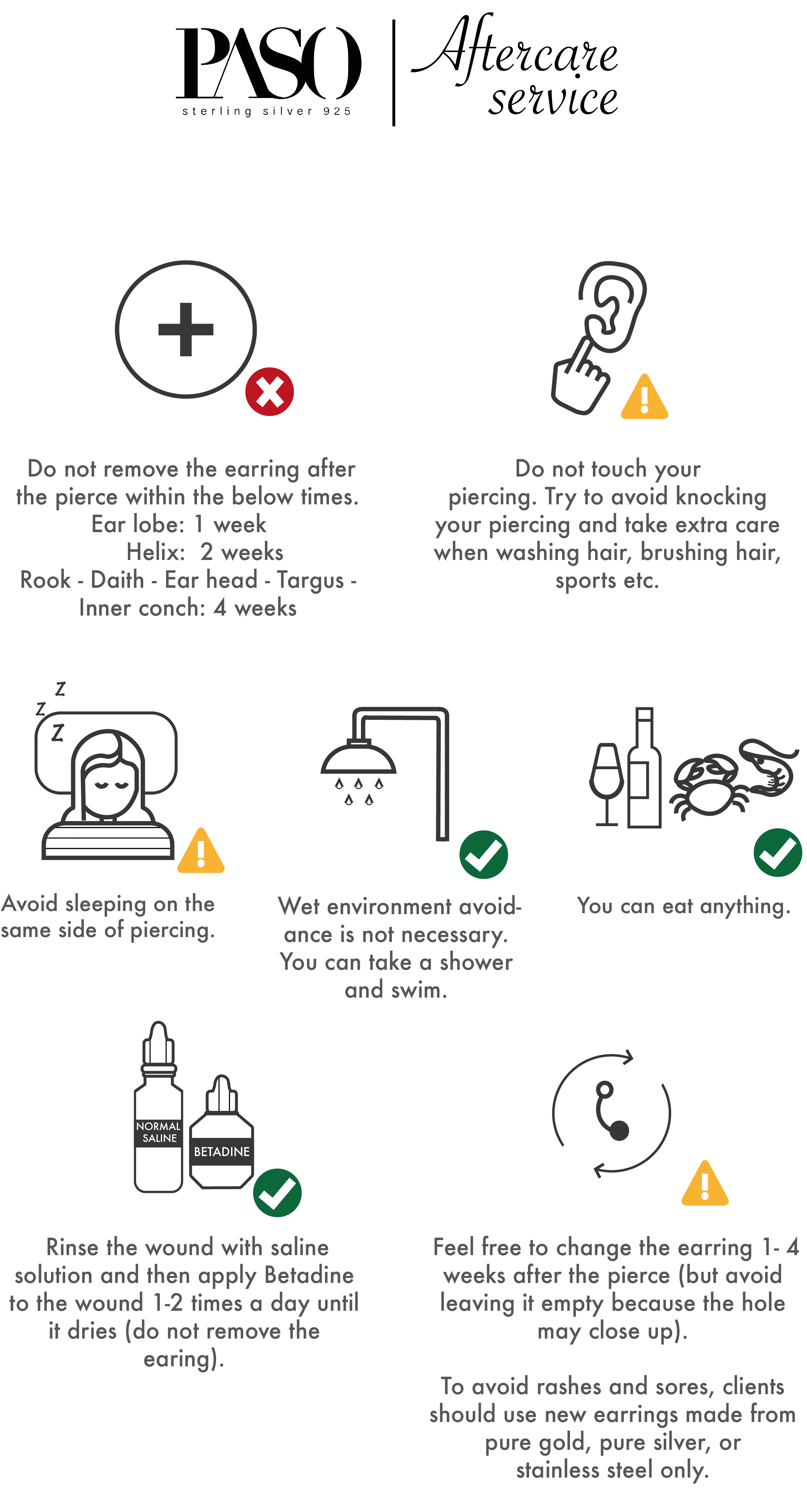 Ear piercing aftercare PASO