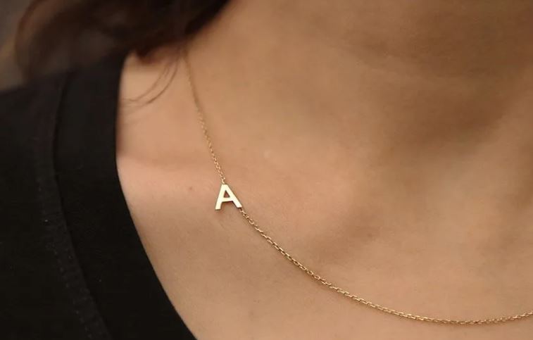 sideways initial necklace