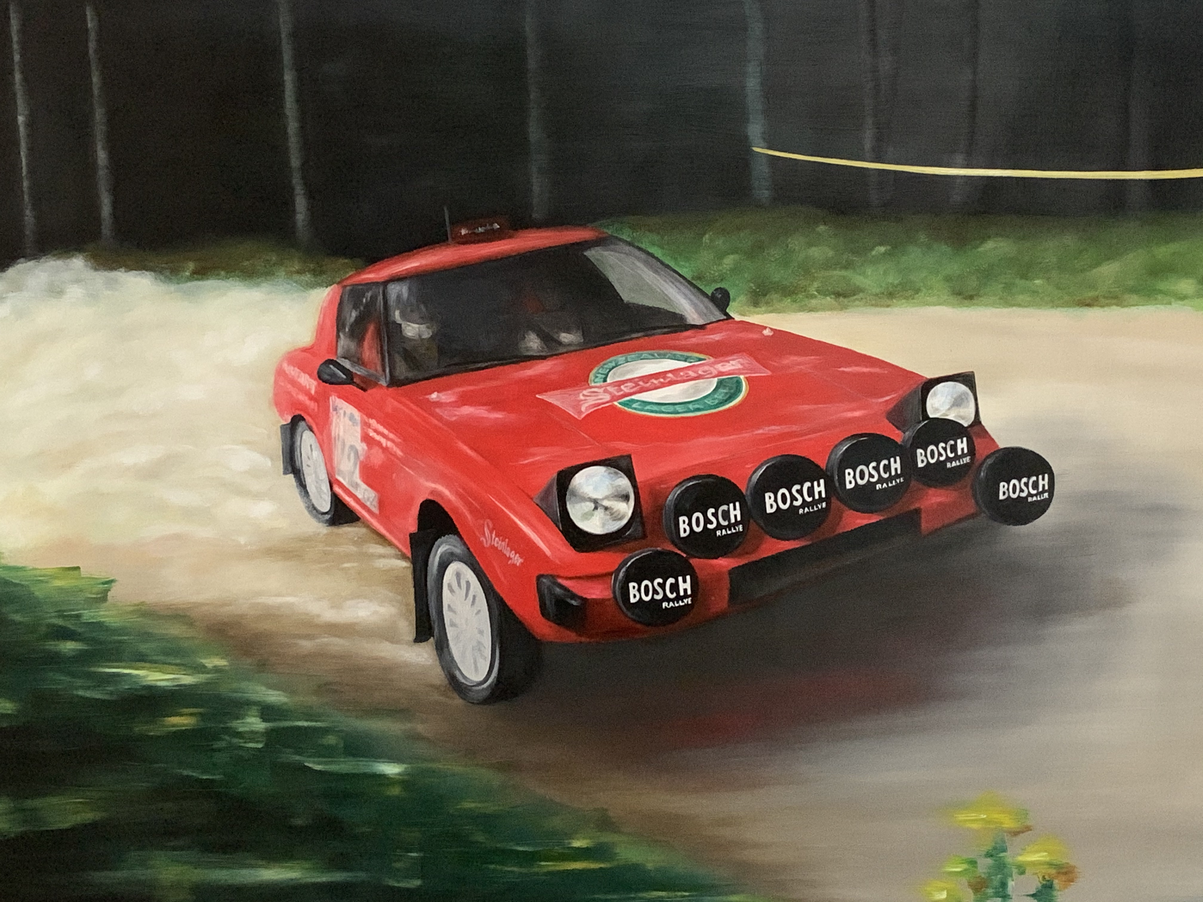 RX7 A commissioned oil painting of a rally car Passionfruit Ministries