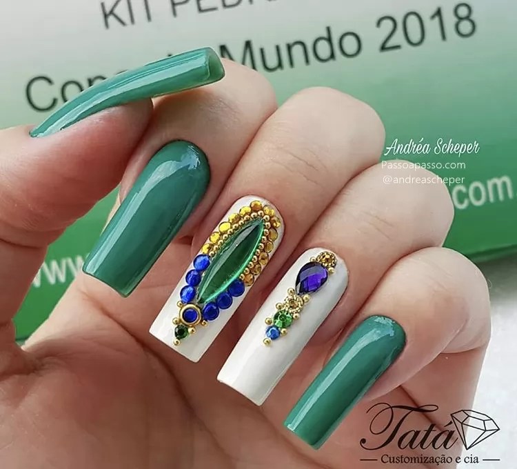 Unhas decoradas do Brasil Unhas para Copa 2018