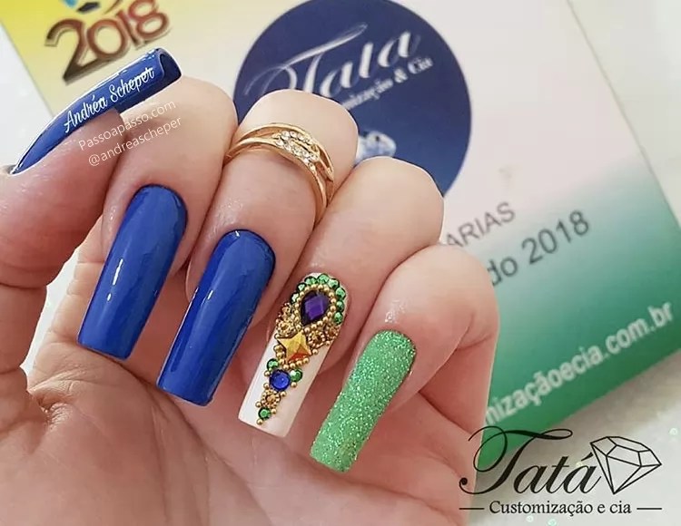 Unhas decoradas do Brasil Unhas para Copa 2018