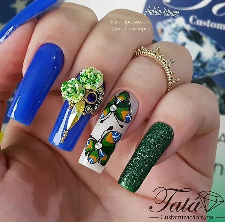 Unhas decoradas do Brasil Unhas para Copa 2018
