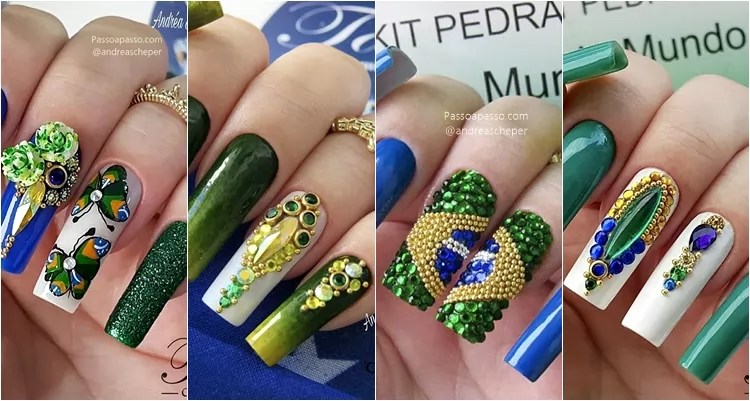 Unhas decoradas do Brasil Unhas para Copa 2018