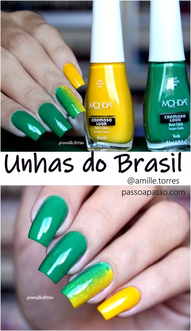 Unhas decoradas do Brasil Unhas para Copa 2018