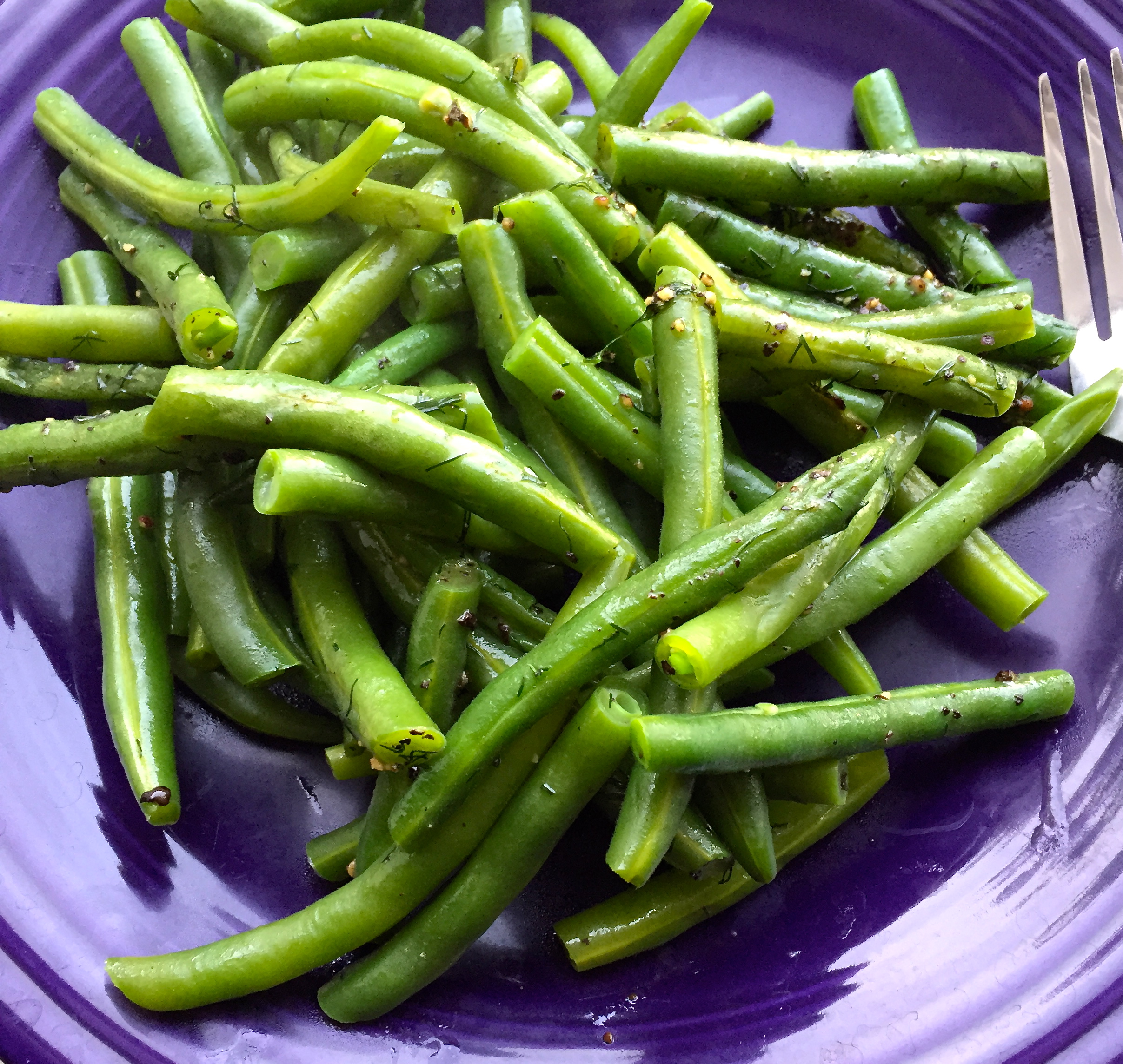 green beans with dill. pass the lemons
