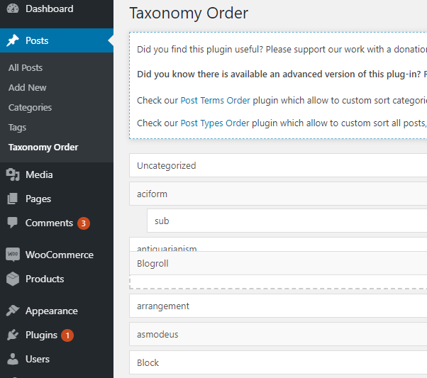 Change Category Order in WordPress and Password Protect