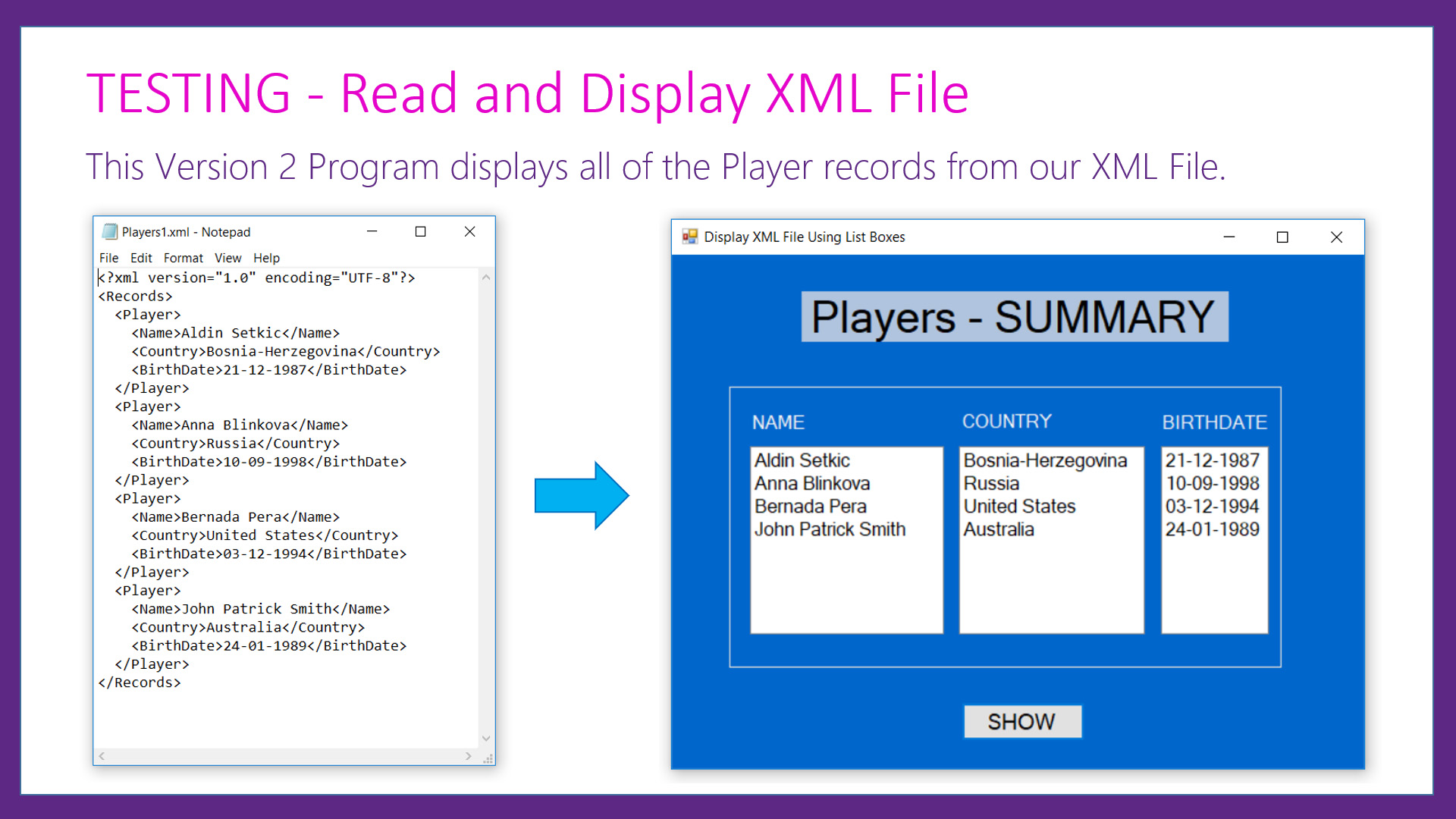 VB Reading and Displaying XML Files Passy World of ICT