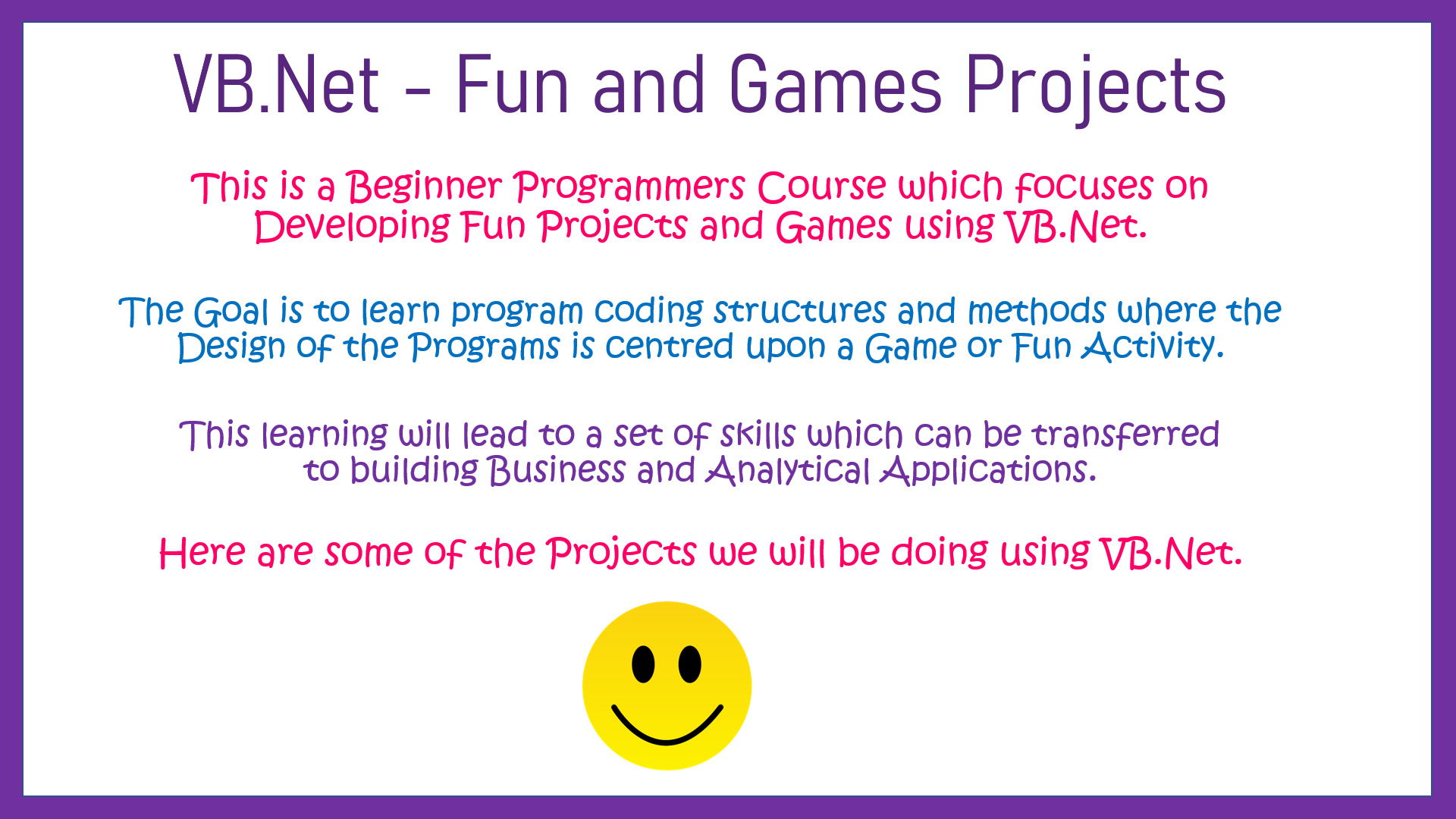 VB Net Games Programming Course Overview Passy World of ICT
