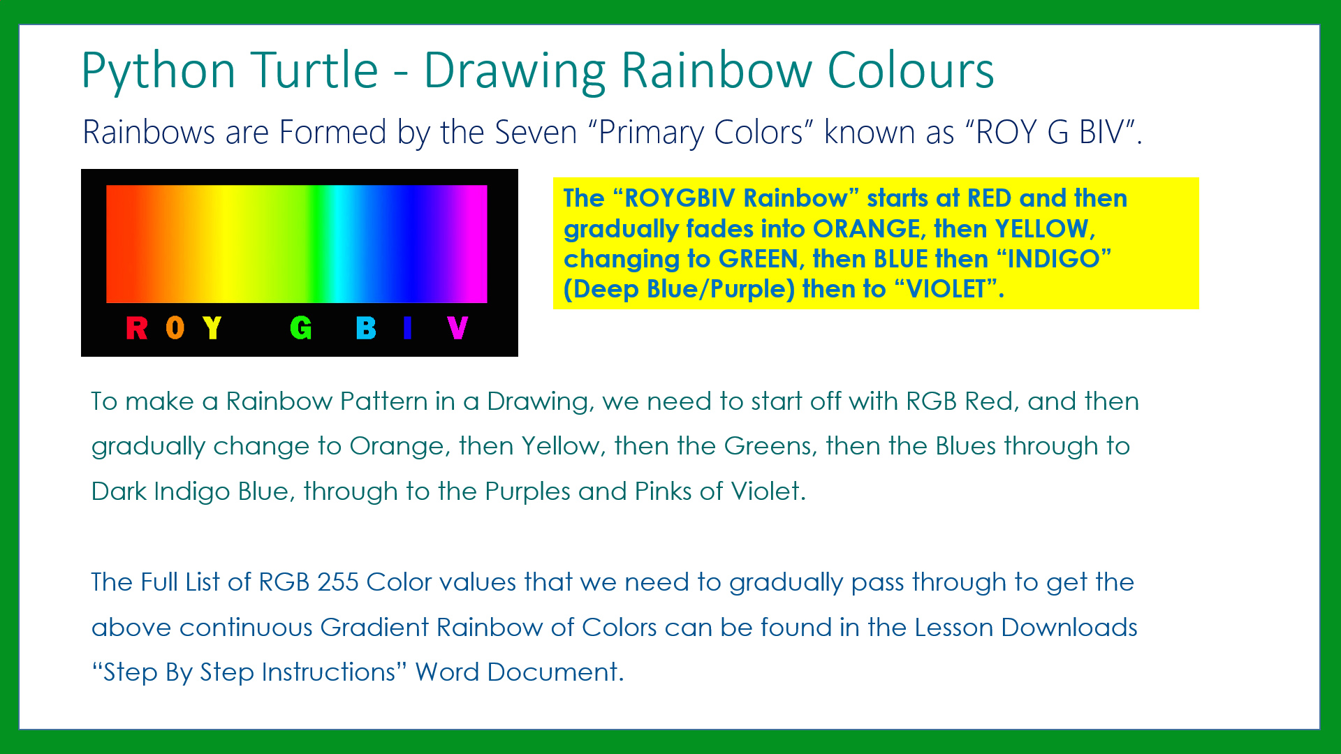Python Turtle Graphics Rainbow Color Patterns Passy World of ICT